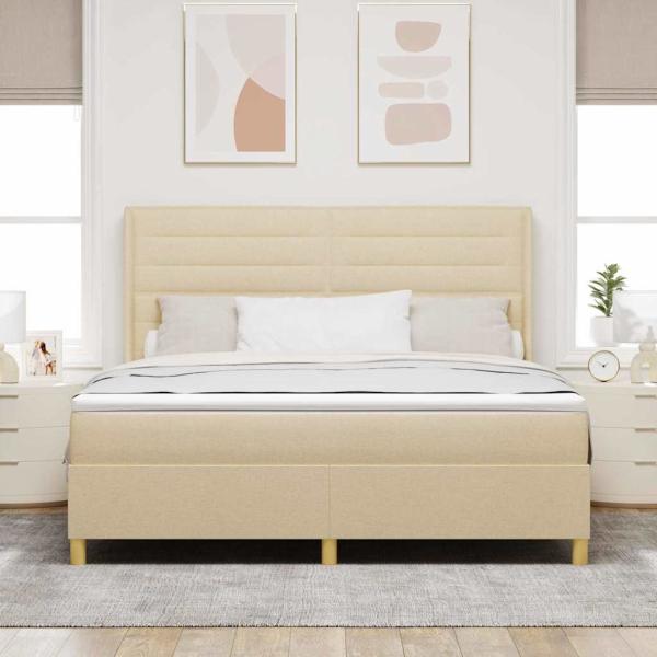 Boxspringbett mit Matratze Creme 140 x 200 cm Stoff