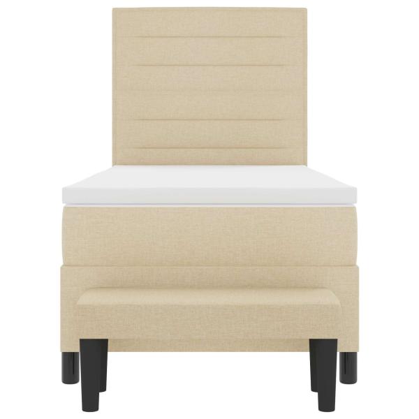 Boxspringbett mit Matratze mit Kopfteil Creme 90 x 190 cm Stoff