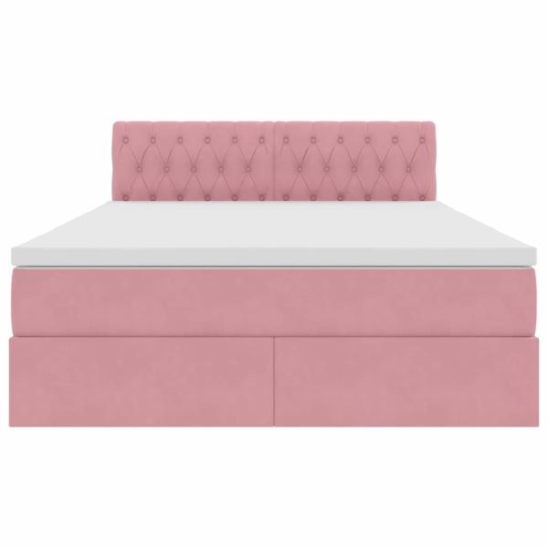 Bett mit Stauraum und LED mit Matratze Rosa 140 x 190 cm Samt