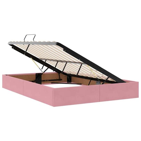 Bett mit Stauraum und LED mit Matratze Rosa 140 x 190 cm Samt