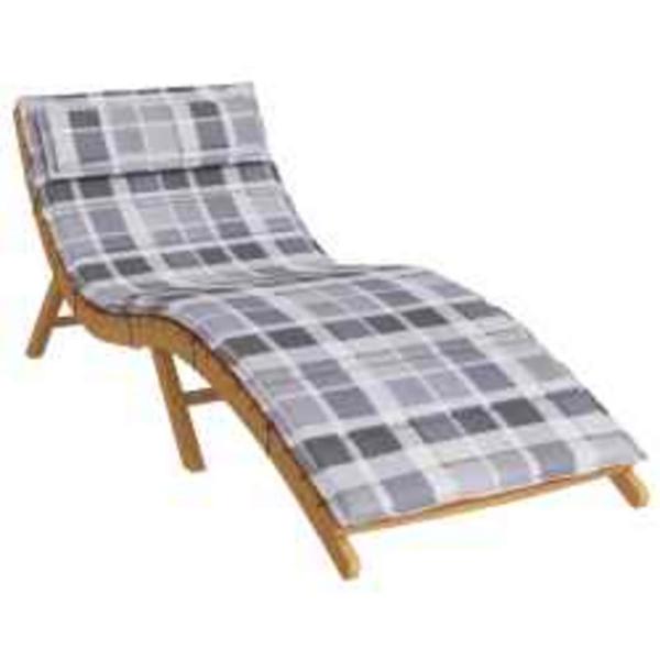 ARDEBO.de - Sonnen-Lounger Kissen Plaid Grau 180 x 60 x 4 cm Oxford-Stoff