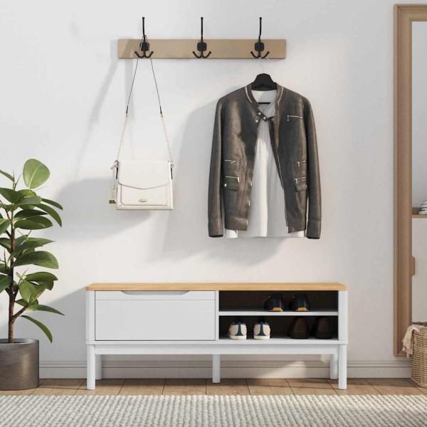 Flurbank mit Schubladen Weiß 115 x 40 x 45 cm Massivholz Kiefer