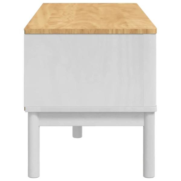 Flurbank mit Schubladen Weiß 115 x 40 x 45 cm Massivholz Kiefer