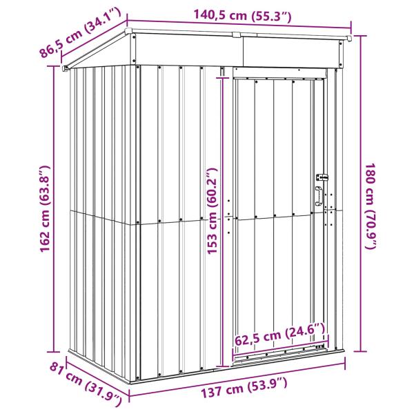Gartenhütten Anthrazit 137 x 81 x 180 cm Metall