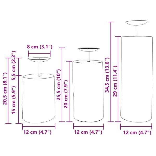 Kerzenhalter 3 pcs Natur Massivholz Teak
