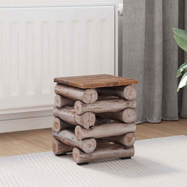 ARDEBO.de - Hocker Natur 30 x 30 x 38 cm Massivholz Teak