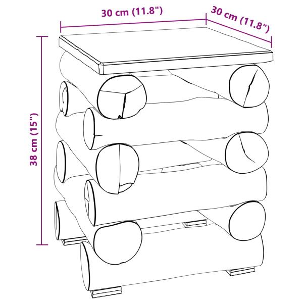 Hocker Natur 30 x 30 x 38 cm Massivholz Teak