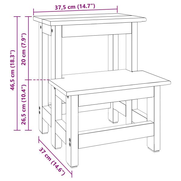 Hocker Natur 37 x 37 x 46 cm Mahagoni Holz