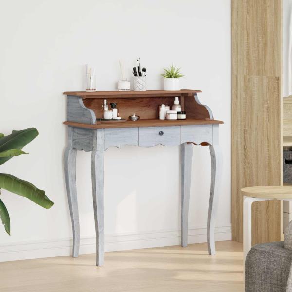 Schreibtisch Weiß 80 x 40 x 92 cm Massives Mahagoni Holz