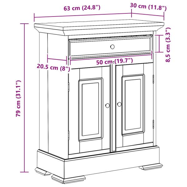 ARDEBO.de - Aufbewahrungsschrank 63 x 30 x 79 cm Massives Mahagoni Holz