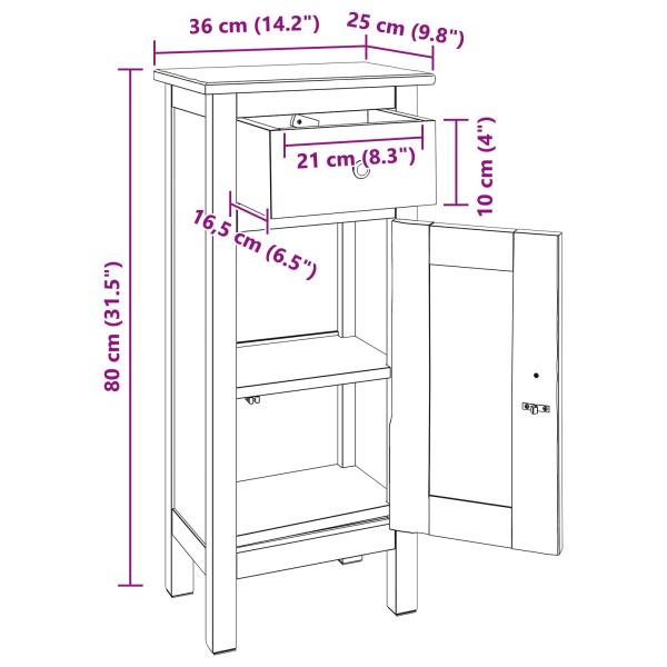 Pflanzenständer mit Tür Braun 36 x 25 x 80 cm Mahagoni Holz