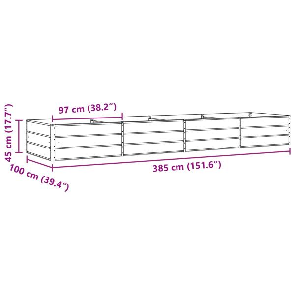 Pflanzkübel Elfenbein 195 x 100 x 45 cm Verzinkter Stahl