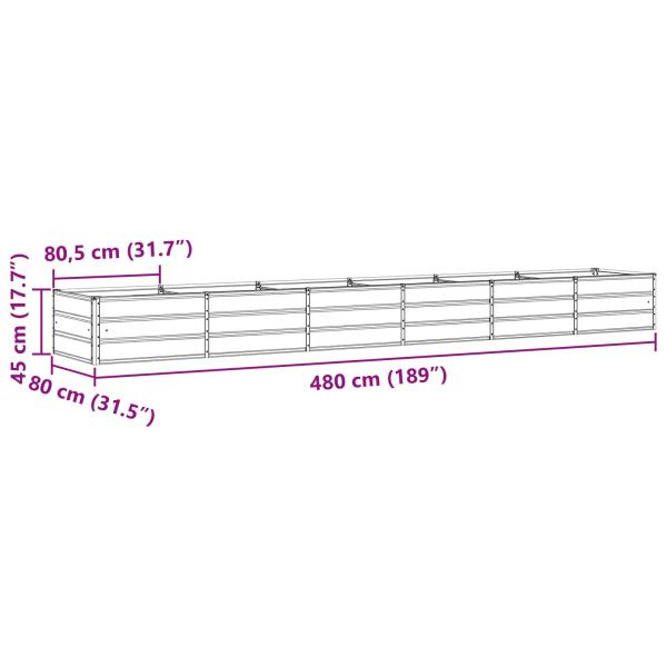 Pflanzkübel Hellgrau 480 x 80 x 45 cm Stahl