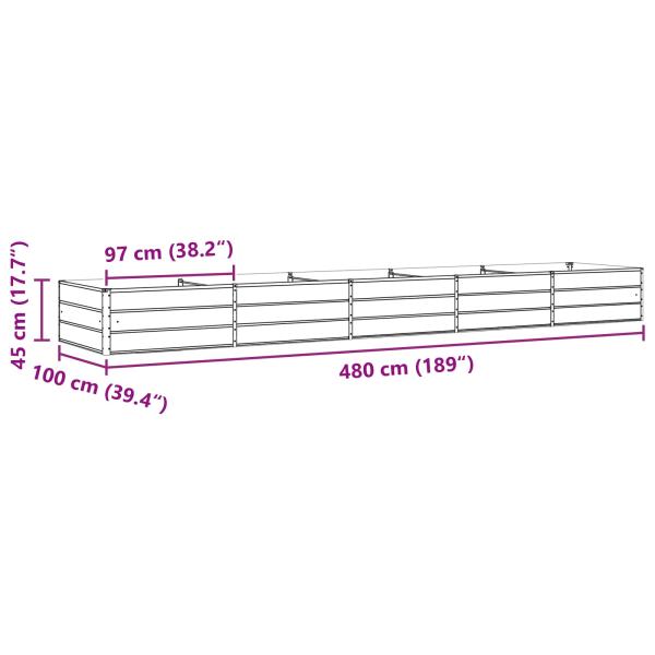 Pflanzkübel Hellgrau 195 x 100 x 45 cm Verzinkter Stahl