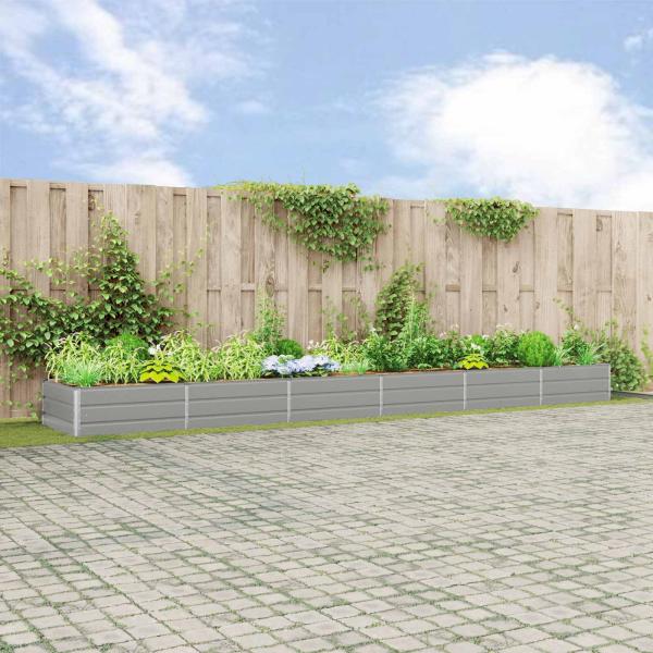 ARDEBO.de - Pflanzkübel Hellgrau 195 x 100 x 45 cm Verzinkter Stahl