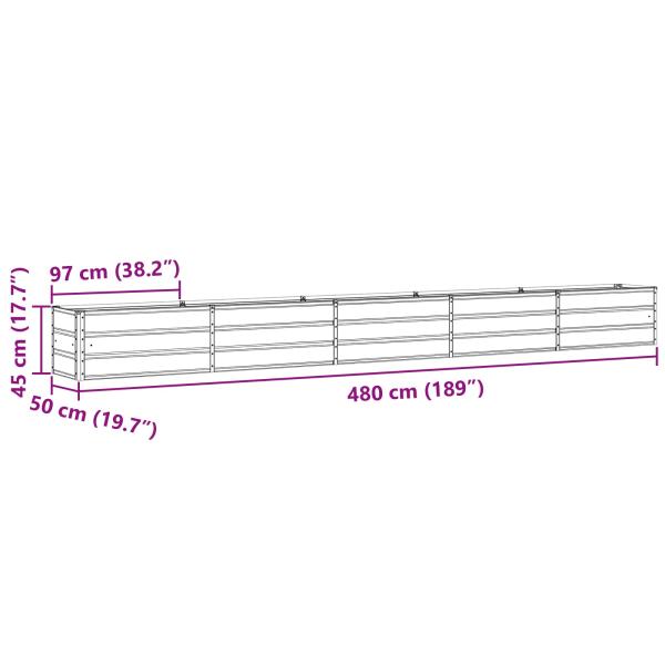 Pflanzkübel Anthrazit 480 x 50 x 45 cm Verzinkter Stahl