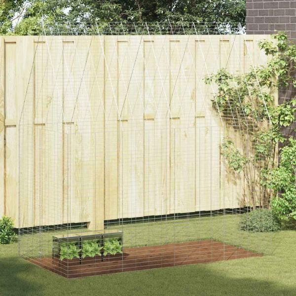 ARDEBO.de - Hasenkäfig Silber 400 x 100 x 210 cm Verzinkter Stahl