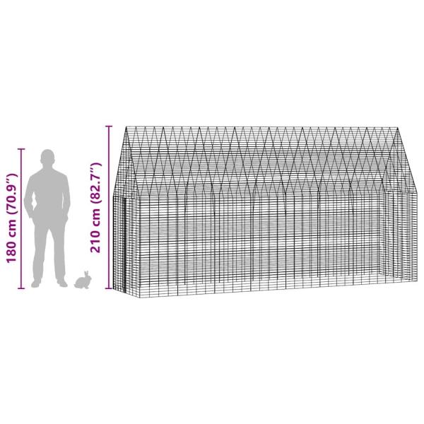 Hasenkäfig Silber 400 x 100 x 210 cm Verzinkter Stahl