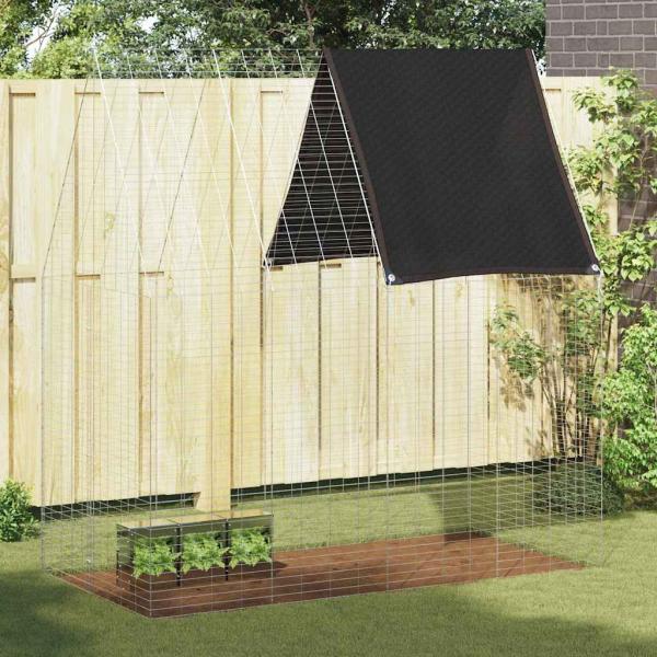 ARDEBO.de - Hasenkäfig Silber 200 x 100 x 210 cm Verzinkter Stahl