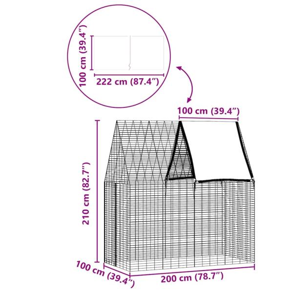 Hasenkäfig Silber 200 x 100 x 210 cm Verzinkter Stahl