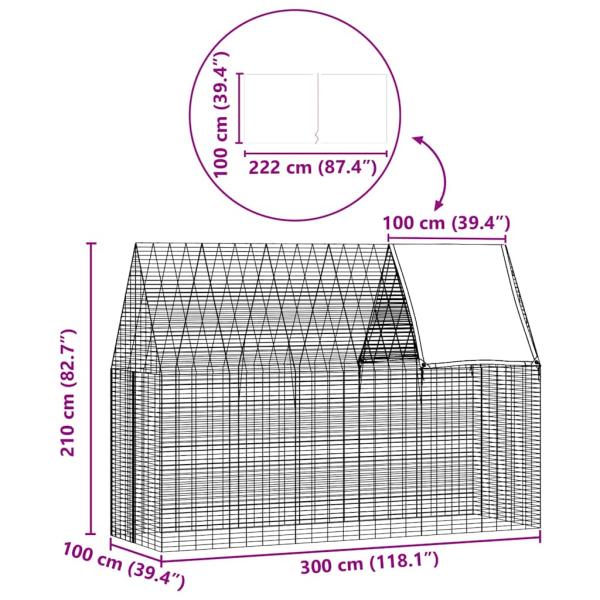 Hasenkäfig Silber 300 x 100 x 210 cm Verzinkter Stahl