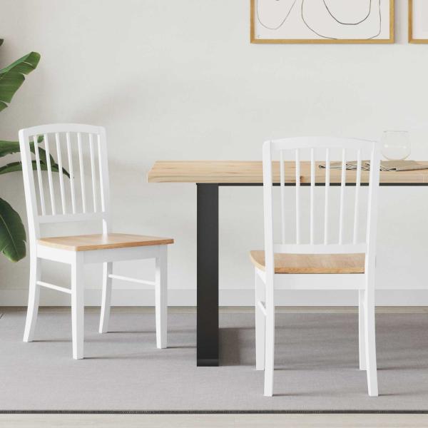 ARDEBO.de - Esszimmerstühle 2 pcs Weiß 50 x 52,5 x 91 cm Massives Gummiholz