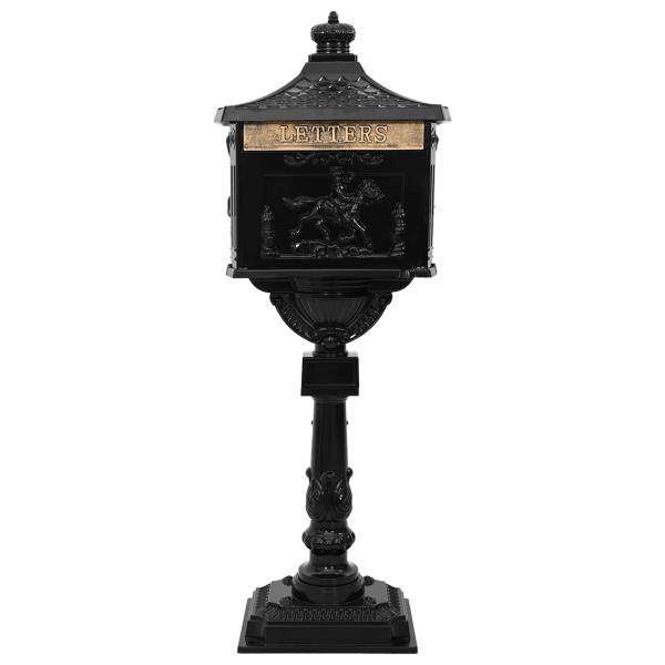 ARDEBO.de - Stehender Briefkasten mit Speicher Schwarz 42,5 x 29,5 x 117 cm