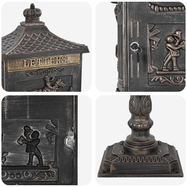 Stehender Briefkasten Bronze 42,5 x 29,5 x 117 cm Gussaluminium