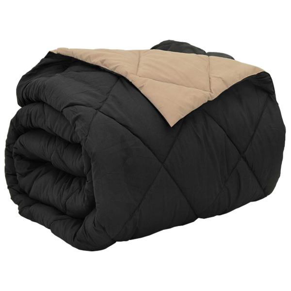 Ganzjahresbettdecke Schwarz und Taupe 240 x 200 cm Mikrofaser