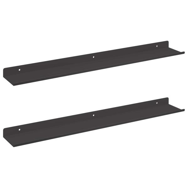 Wandregal mit Regal Wandmontiert 2 pcs Schwarz 80 x 9 x 2.5 cm