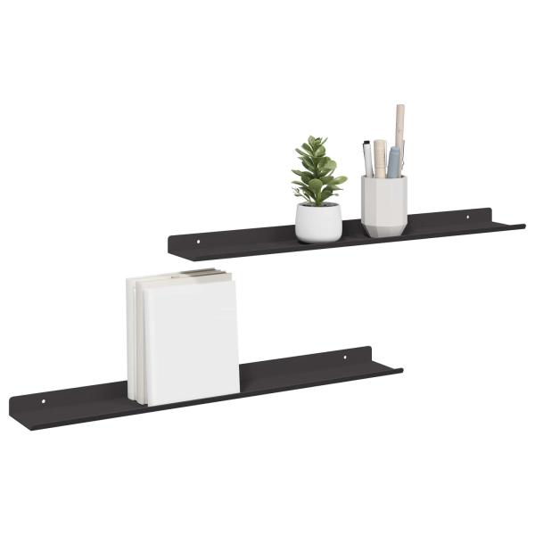 Wandregal mit Regal Wandmontiert 2 pcs Schwarz 80 x 9 x 2.5 cm