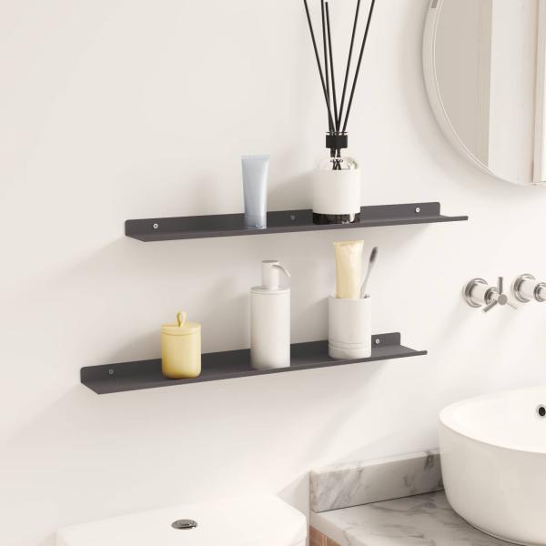 Wandregal mit Regal Wandmontiert 2 pcs Schwarz 80 x 9 x 2.5 cm