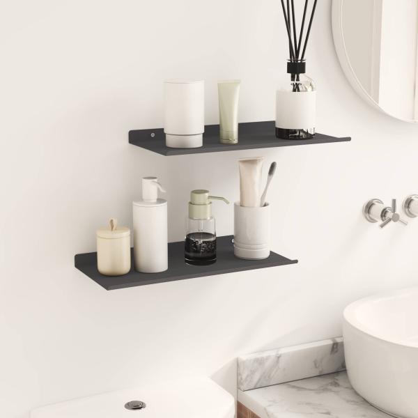 Wandregal mit Regal Wandmontiert 2 pcs Schwarz 40 x 18 x 2,5 cm