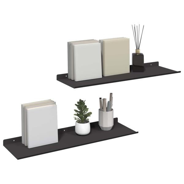 Wandregal mit Regal Wandmontiert 2 pcs Schwarz 60 x 18 x 2,5 cm