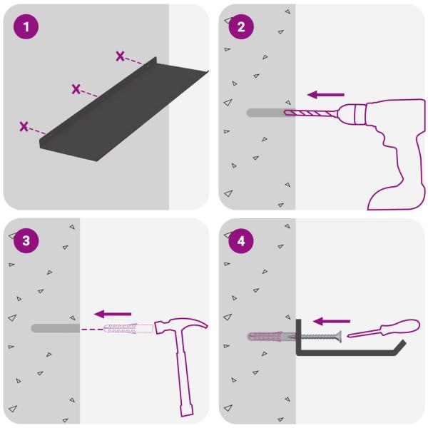 Wandregal mit Regal Wandmontiert 2 pcs Schwarz 60 x 18 x 2,5 cm