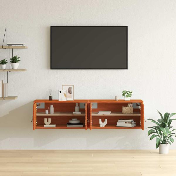 Wandschrank mit Regal mit Tür 2 pcs Wachsbraun 60 x 30 x 30 cm