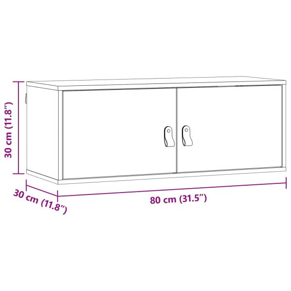 Wandschrank mit Regal mit Tür 2 pcs Wachsbraun 80 x 30 x 30 cm