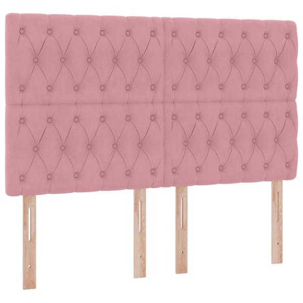 Bett mit Stauraum und LED mit Matratze Rosa 140 x 200 cm Samt