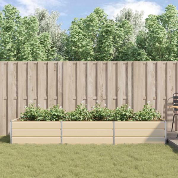 Pflanzkübel Elfenbein 195 x 100 x 45 cm Verzinkter Stahl