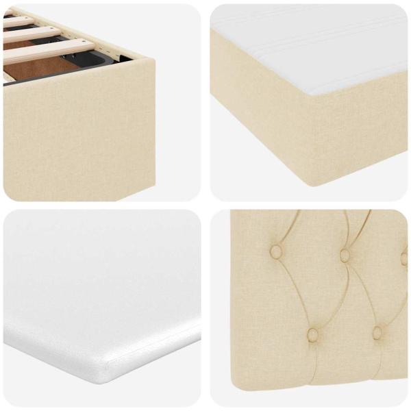 Aufbewahrungsbett mit Matratze Creme 180 x 200 cm Holzwerkstoff