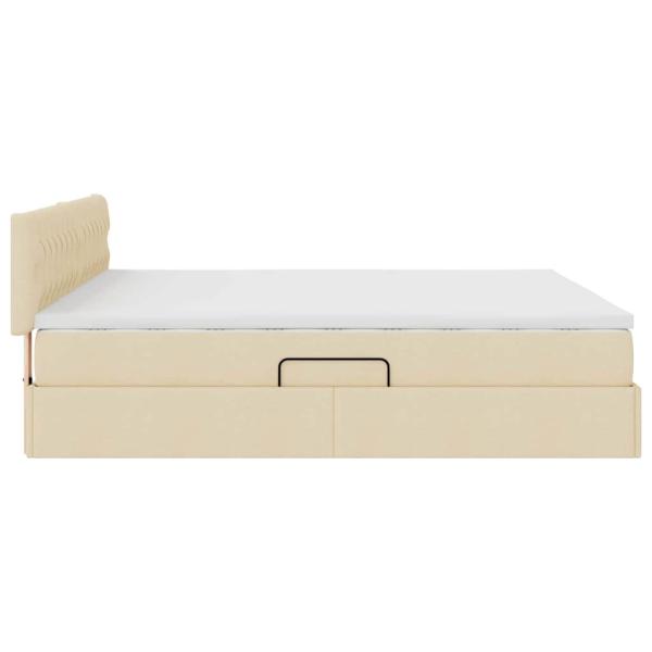 LED-Speicherbett mit Matratze Creme 180 x 200 cm Stoff