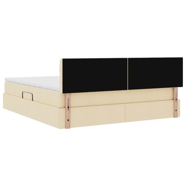 LED-Speicherbett mit Matratze Creme 180 x 200 cm Stoff