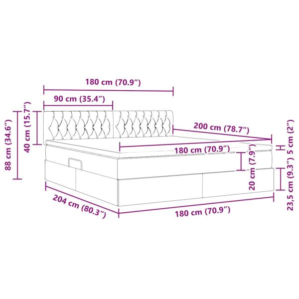 LED-Speicherbett mit Matratze Creme 180 x 200 cm Stoff