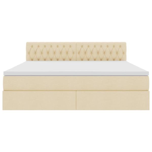 LED-Speicherbett mit Matratze Creme 180 x 200 cm Stoff