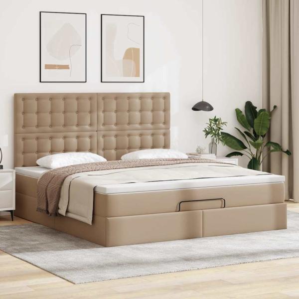Ottoman-Bett mit Matratze Cappuccino-Braun 160x200cm Kunstleder