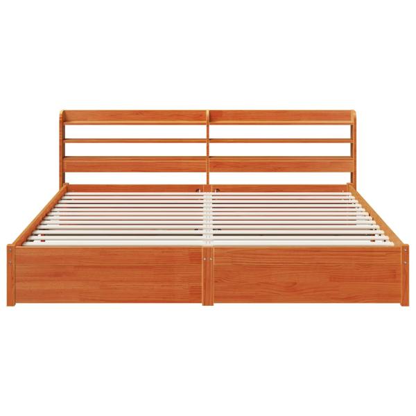 Bettrahmen mit Kopfteil 2 pcs Wachsbraun Massivholz Kiefer