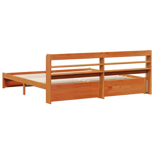Bettrahmen mit Kopfteil 2 pcs Wachsbraun Massivholz Kiefer