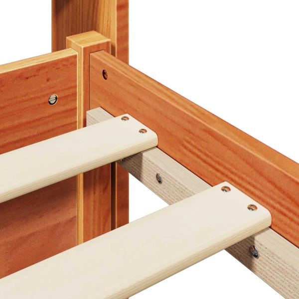 Bettrahmen mit Kopfteil 2 pcs Wachsbraun Massivholz Kiefer