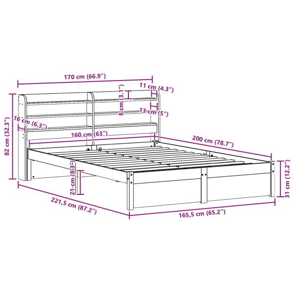 Bettrahmen mit Kopfteil 2 pcs Wachsbraun Massivholz Kiefer