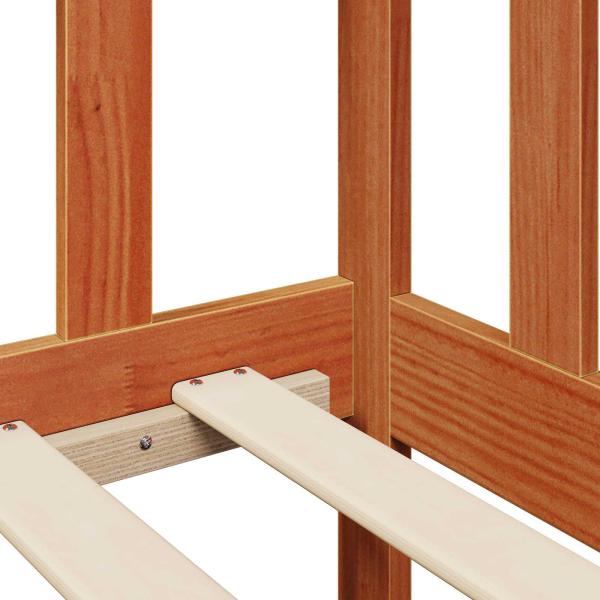 Tagesbett mit Kopfteil 3 pcs Wachsbraun Massivholz Kiefer